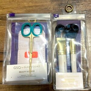 Glamsquad Beauty Tools Bundle Scissors and Purfection Complexion Duo Brushes NEW